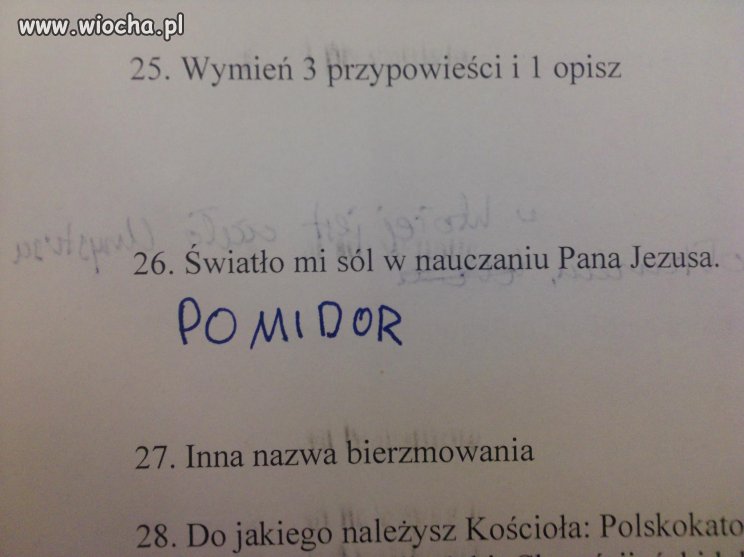 Sprawdzian z religii.
