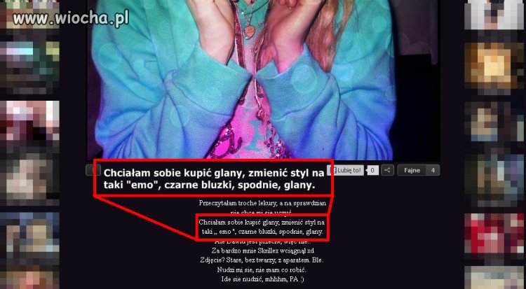Kupi glany, bo chce być 'emo'...