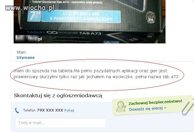Dzieciak sprzedaje tablet