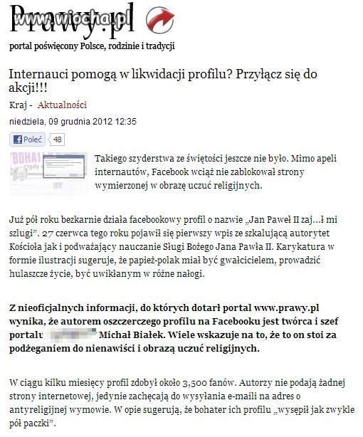 Założyciel dużej polskiej strony internetowej