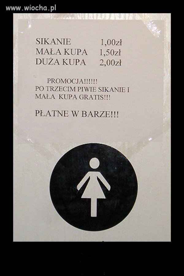 Cennik w toalecie