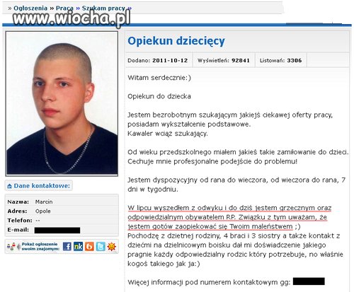 Szukasz opiekuna do dziecka?