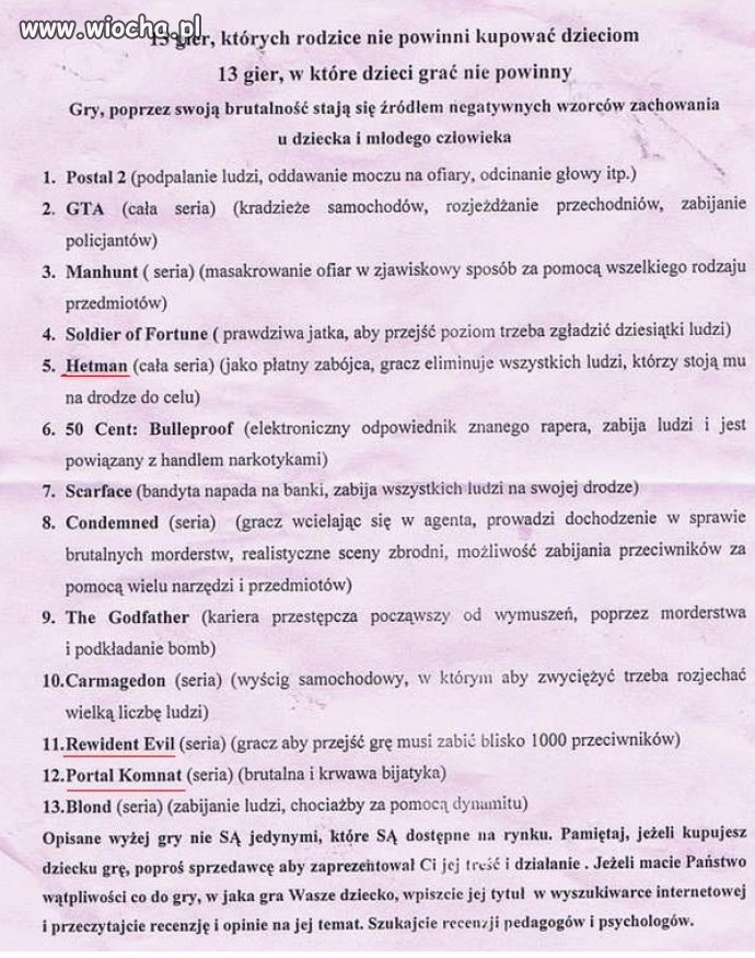 13 gier zabronionych dla dzieci i seria błędów...