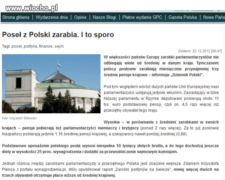 Polski poseł zarabia. I to sporo
