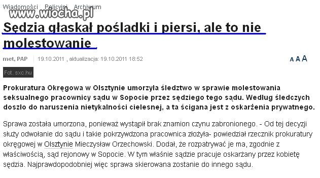 Głaskanie pośladków i piersi to nie molestowanie