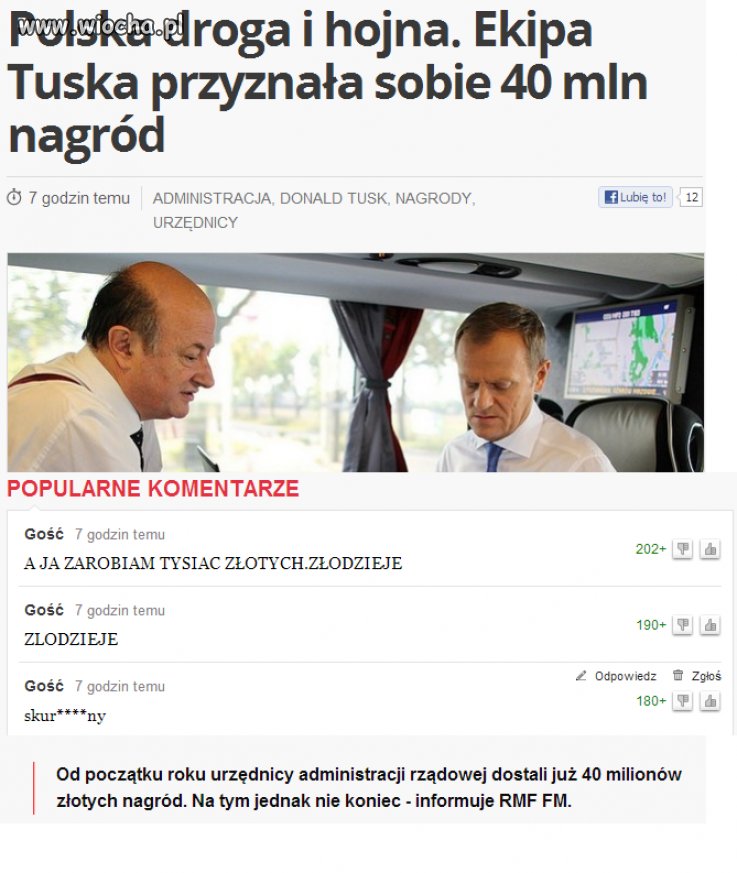 Ekipa Tuska przyznała sobie 40 mln zł nagród