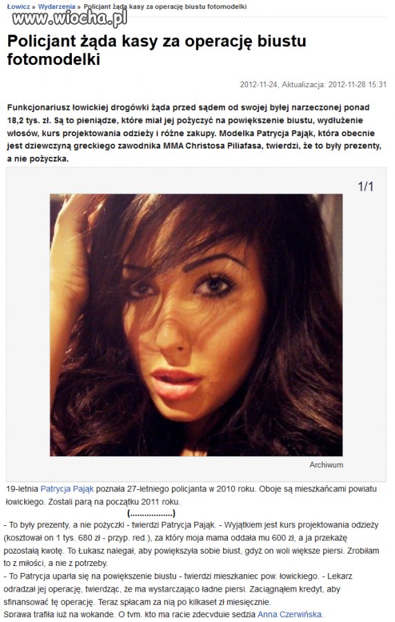 Żąda zwrotu kasy za cycki