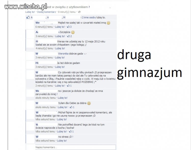 Druga gimnazjum płacze o miłości