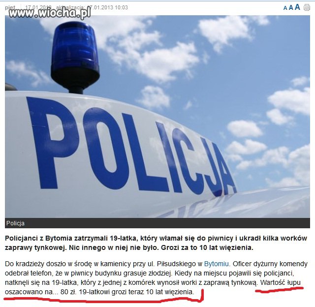 10 Lat więzienia za 80zł ?
