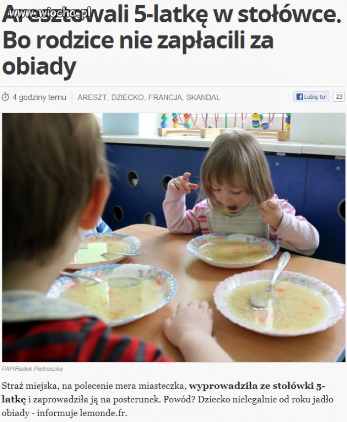 Skandal!Aresztowali 5 latkę w stołówce.. 