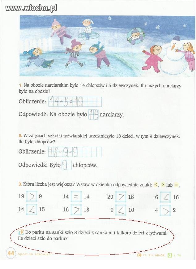 Zadanie klasy II szkoły podstawowej