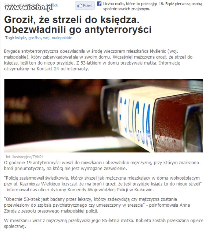 Nie wpuścił księdza.