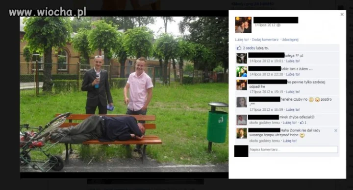 Zdjęcie z bezdomnym. 
