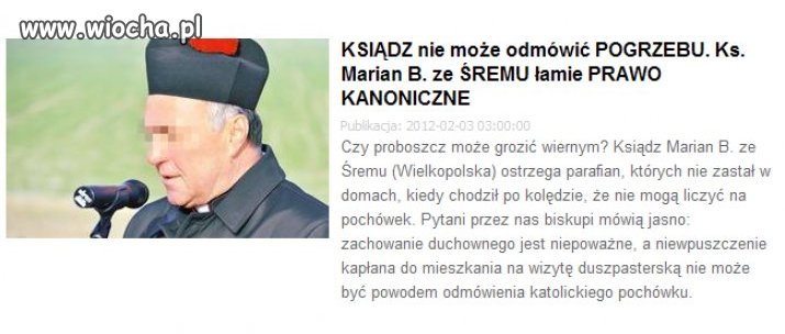 Ksiądz nie może odmówić pogrzebu 