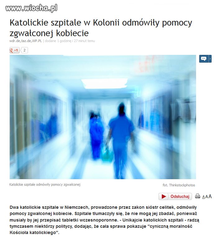 Katolickie szpitale vs. Zgwałcona kobieta