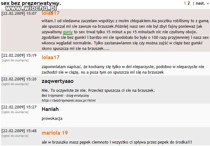 Wiocha ze strony nastolatki
