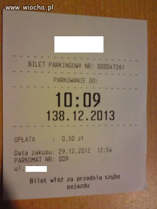 Bilet parkingowy 