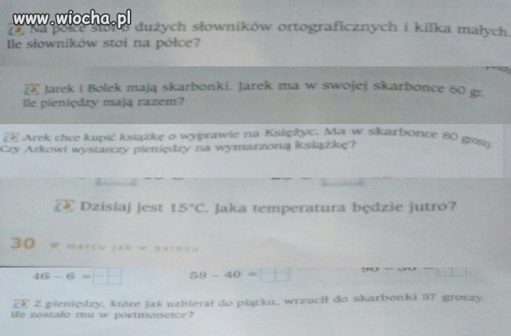 Zadania z podręcznika dla klas 2 podstawówki...