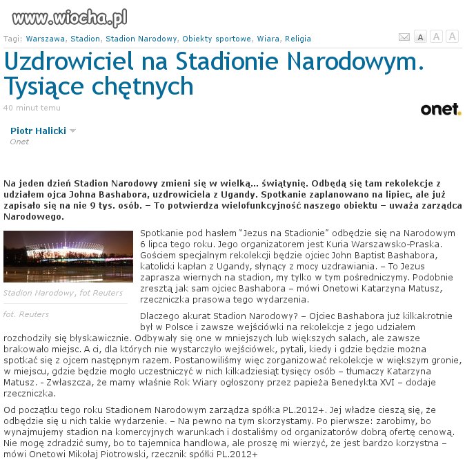 Szaman na Stadionie Narodowym