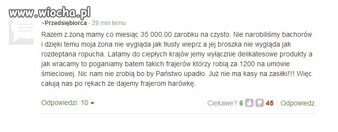 Haha żałosny "przedsiębiorca"