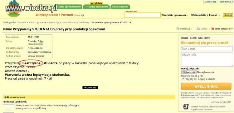 Jedno z ogłoszeń...