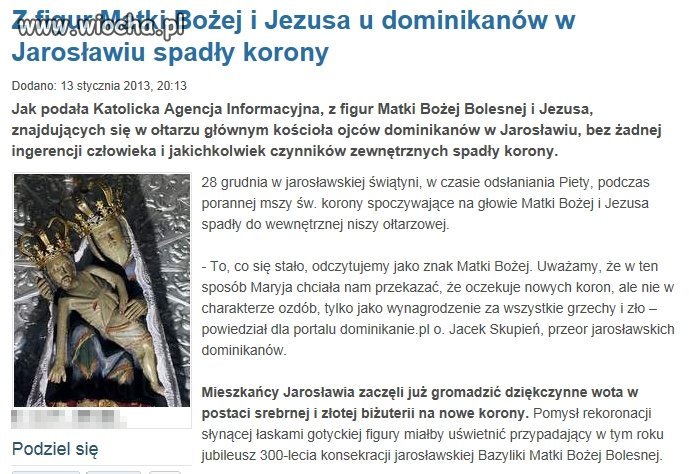 Figura chce nową koronę.