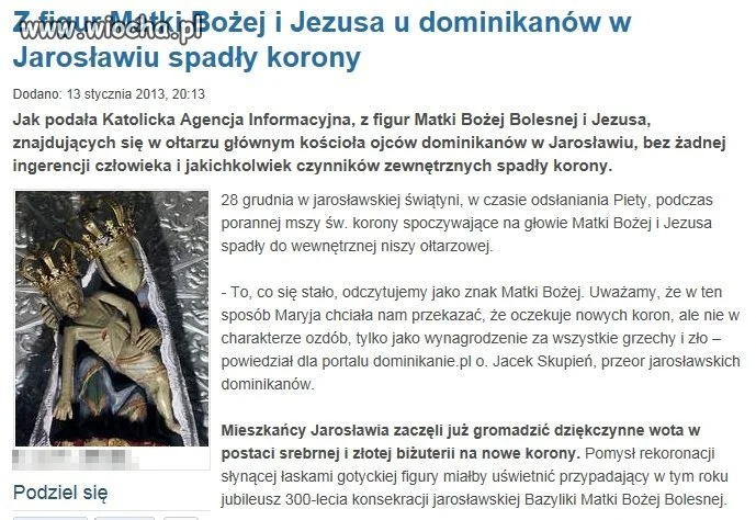 Figura chce nową koronę.