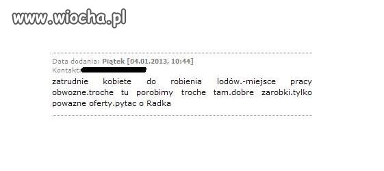 Ogłoszenie o prace