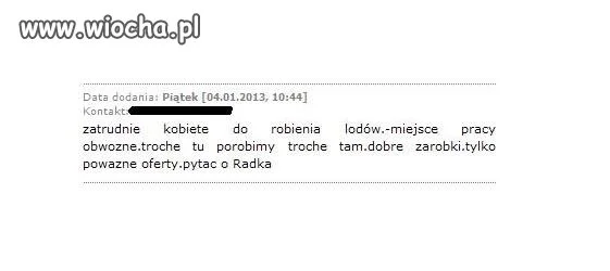 Ogłoszenie o prace