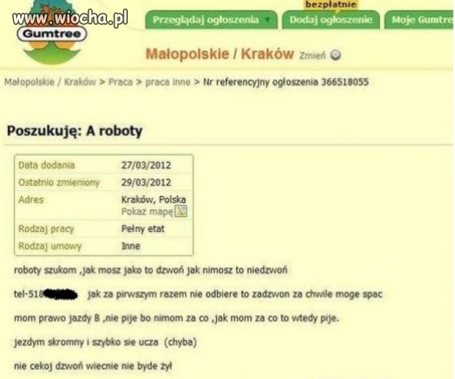 Poszukuję roboty...