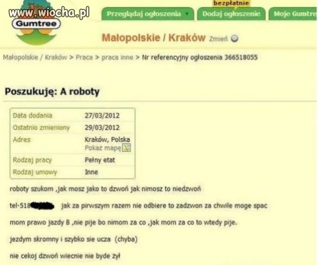 Poszukuję roboty...