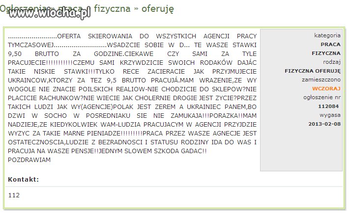 Nie wiochą jest to ogłoszenie 