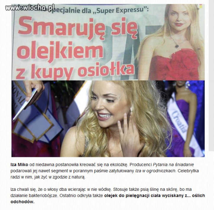 Iza Miko: Smaruję się olejkiem z kupy osiołka...