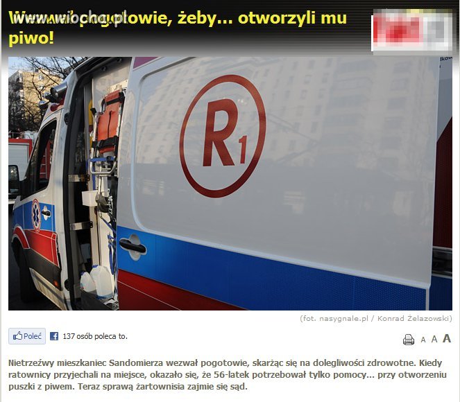Wezwał pogotowie żeby otworzyli mu piwo!