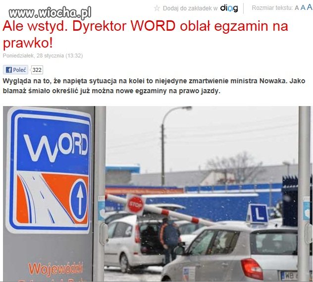 Dyrektor WORD oblał egzamin testowy!!!..ha ha