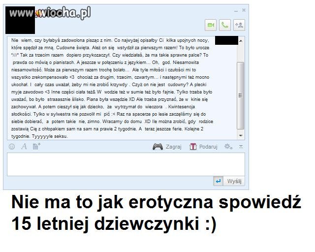 Erotyczna spowiedź 15 letniej dziewczynki