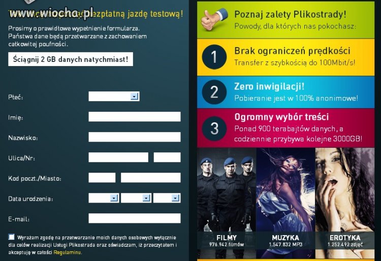 Anonimowe pobieranie - Ty wysyłasz nam kasę...