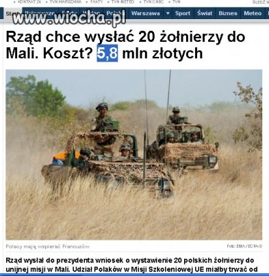 Chcą wysłać 20 polaków do Mali koszt 6 mln...