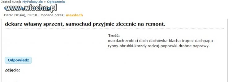 "Dekarz własny sprzent"