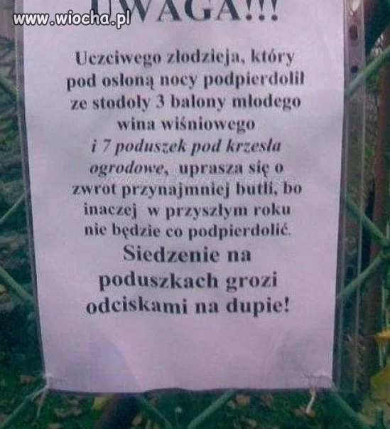 Uwaga...Uczciwego złodzieja...