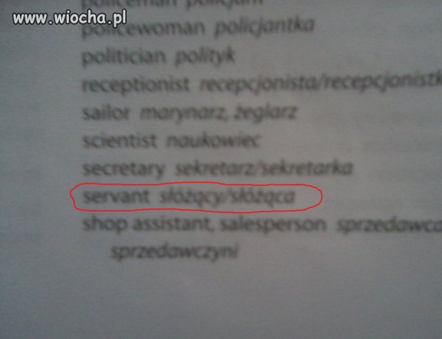 Wiocha w słowniczku z J.Angielskiego 