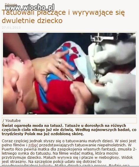 Tatuowali 2-letnie dziecko...bo taka moda