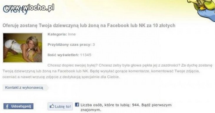 Oferta...Zostanę twoją dziewczyną na Fb lub Nk za dyche