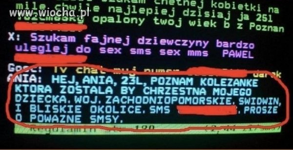 Szukanie chrzestnej w telegazecie 