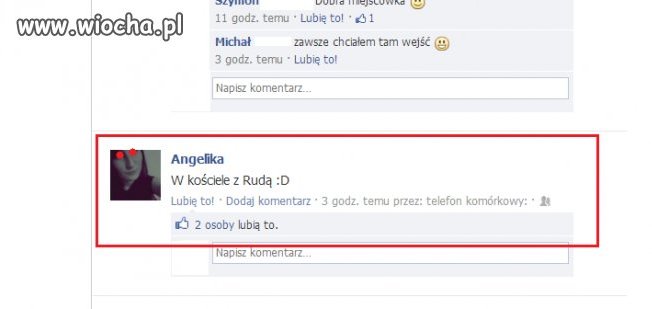 Żeby będąc w kościele pisać o tym na fb