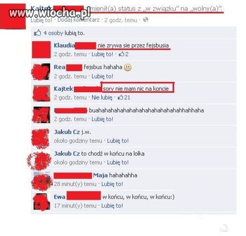 Zerwanie na fb.