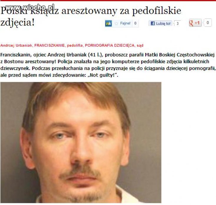 Polski ksiądz aresztowany ... w Bostonie