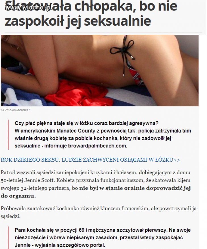 Skatowała chłopaka...bo nie zaspokoił jej oralnie...