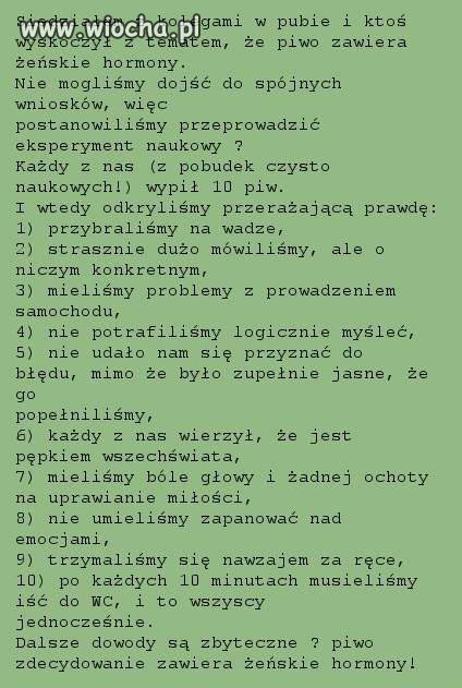 Żeńskie hormony w piwie