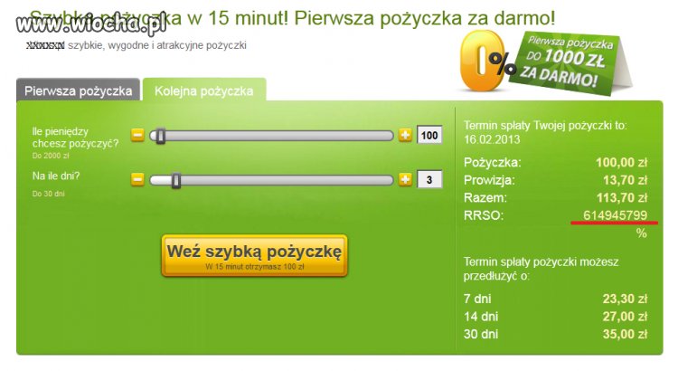 Pierwsza pożyczka za darmo...